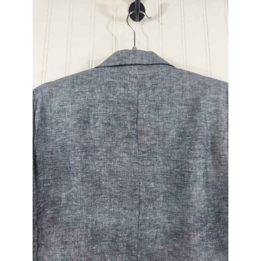 Gap Womens Blue Linen Blend Single Button Blazer Jacket Size 10‎ Chambray Summer